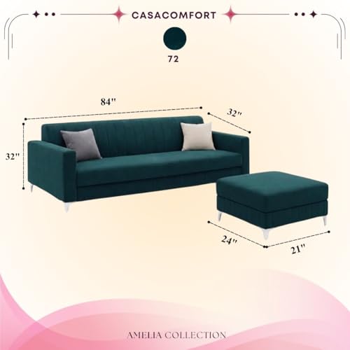 Image of Amelia Rich 5 Seater L Shape Sofa Set with Movable Ottoman | Flexible Layout | Spacious Soft Touch Seating | Modern Sofa for Living Room (Greenish Teal)