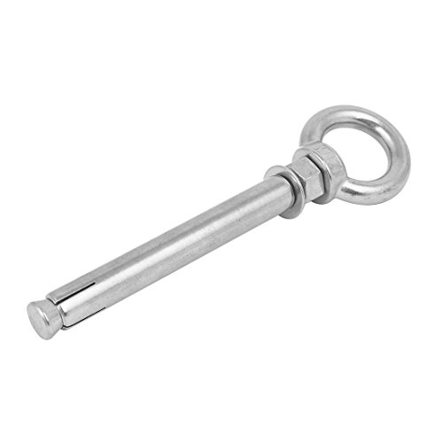 Image of uxcell M12x150mm 304 Stainless Steel Ring Lifting Sleeve Expansion Closed Hook Eye Bolt
