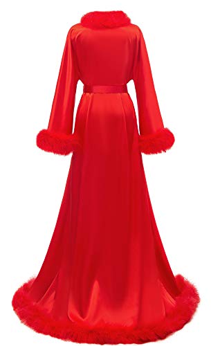 Feather Bridal Robe Silk Satin Luxury Maternity Gown for Photoshoot Wedding Dressing Lingerie Nightgown3