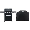 Monument Grills Outdoor Barbecue Stainless Steel 4 Burner Propane Gas Grill, 52,000 BTU Patio Garden Barbecue Grill with Side Burner and LED Controls, Mesa425 with BBQ Cover