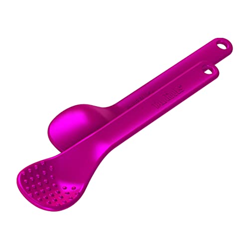 TalkTools Wee Bumpy Magenta Spoons | Provides oral awareness during feeding | Encourages lip closure | Normalize acceptance of foods with a variety of textures (Wee Bumpy, 6 Pack)