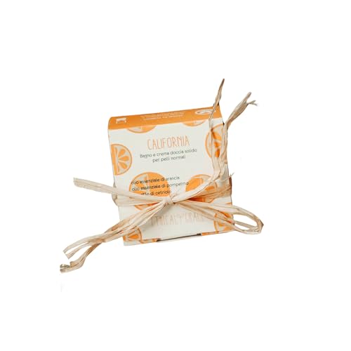 Ethical Grace - California - Crema e Bagnodoccia Solido 2 in 1 per Pelli Normali Bagnodoccia Vegano e Naturale con Estratto di Cetriolo, Olio di Cocco, Olio di Ricino e Oli Essenziali 90 gr