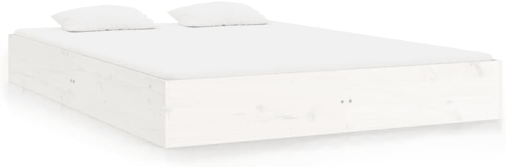vidaXL Solid Wood Bed Frame Home Bedroom Decorative Wooden Platform Bed Base Frame Bedstead Mattress Foundation White 180x200 cm 6FT Super King