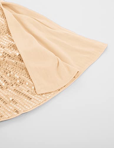 Women Sequin Tops Shimmer Glitter Club Shirt Wrap V Neck Ruffle Hem Short Split Sleeve Sparkle Peplum Top Champagne Xl #TOP4