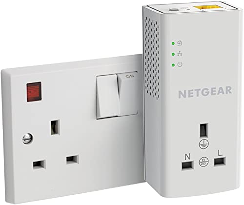 NETGEAR PLP1000-100UKS 1 Port, 1000 Mbps, 1 Gigabit Port Powerline Adapter with Extra outlet - Pack of 2