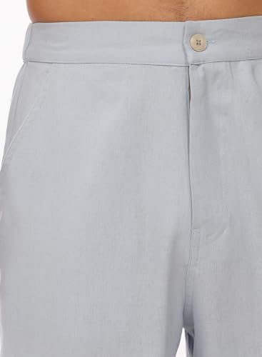 Mens Lightweight Cotton Linen Pants Elastic Drawstring Waist Trouser Casual Loose Fit Yoga Beach Pants Light Grey L4