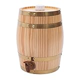 1.5L/3L/5L/10L Vintage Wood Oak Timber Wine Barrel Dispenser for Beer Brandy Tequila Whiskey Rum Port (Upright 5L)