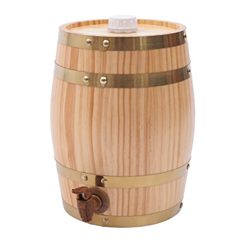 1.5L/3L/5L/10L Vintage Wood Oak Timber Wine Barrel Dispenser for Beer Brandy Tequila Whiskey Rum Port (Upright 5L)