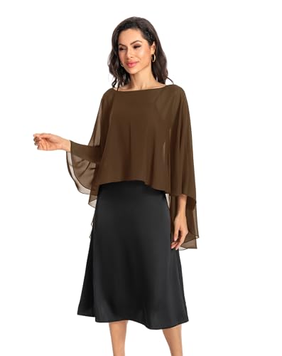 Image of Baoqiya Chiffon Capes Sheer Capelets Long Cape Poncho For Women Plus Size