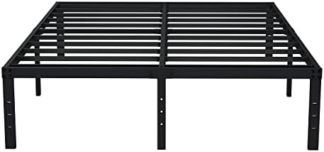 EMODA 16 Inch Platform King Bed Frame No Box Spring Needed, Heavy Duty Metal Mattress Foundation with Sturdy Steel Slats Support, Noise Free, Easy Assembly, Black