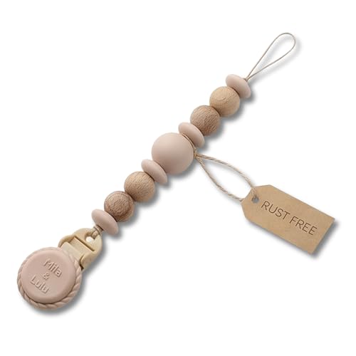 Image of Silicone Pacifier Clip - Metal-Free Design, Lightweight Pacifier Holder for Everyday Use - Beige - Mila & Lulu | Metal-Free and Rust-Free