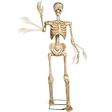 JOYIN 60" Halloween Animatronics Skeleton Decor with Light-Up Eyes, Creepy Sound, Movable Head and Arms Life Size Animated Decorations Haunted House Props for Outdoor Indoor Yard Patio Lawn
