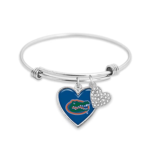 Florida Gators Amara Crystal Heart Silver Bangle Adjustable Bracelet Jewelry Gift UF