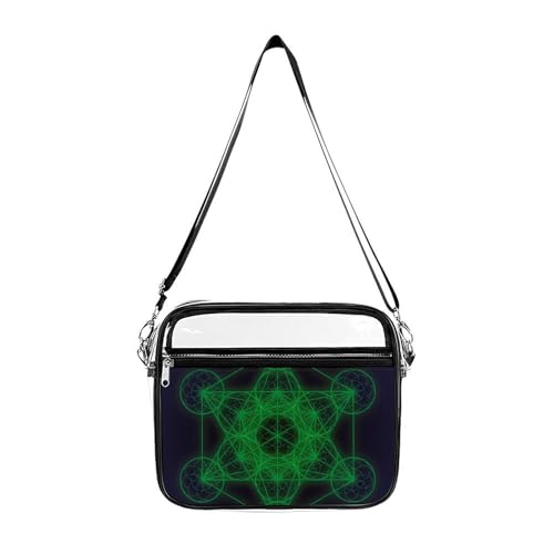 Metatrons Cube Large Clear Stadium Bag Clear Mini Messenger Bags with 2 Compartments Crossbody Bag