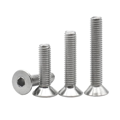 20/50個 M2.5 M3 M4 304 ステンレススチール 六角ソケットフラット皿頭六角ネジボルト 六角ネジ(14mm,M4 (20pcs))