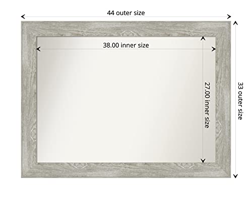 Amanti Art Grey Wall Mirror 33x44 Dove Greywash Rectangle Bathroom Mirror for Wall Decor Living Room, X-Large Country Rustic Frame, Hangs Horizonally and Vertically, Bathroom Decor, Non-Beveled Edge by Amanti Art - Used condition - Image 4