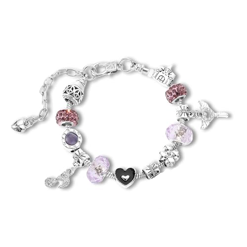 Kawaii Charm Bracelet for Girls, Adjustable Silver Stainless Steel Bracelet, Fashion Cartoon Bracelet Suitable Women Girls Holiday Gift