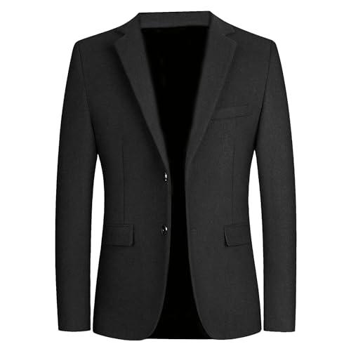 Men Wool Blend Blazer Coat Vintage Casual Work Wear Suit Coats Two Button Tuxedo Prom Dinner