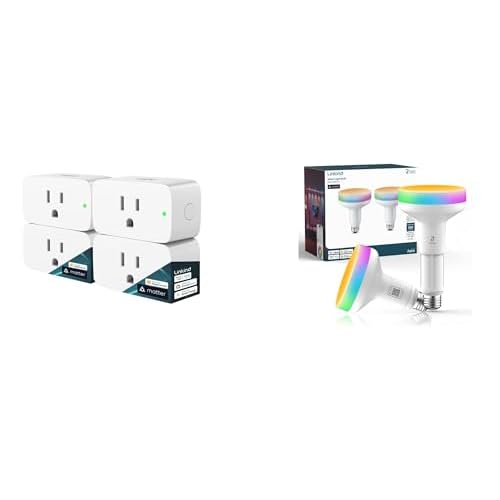 Linkind Matter Smart Plug 4 Pack Matter BR30 Smart Light Bulbs with Retractable Design 2 Pack