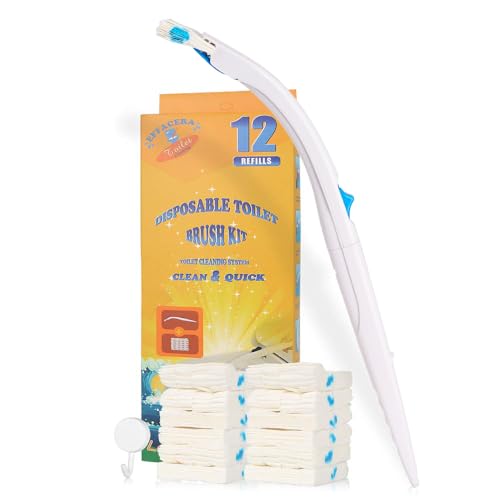 Disposable Toilet Bowl Brush Holder System, Fresh Refills for Bathroom Scrubber, 1 Toilet Brush+1 Holder+1 Cleaning Glove+12 Refills by Effacera - Used condition - US$7.48