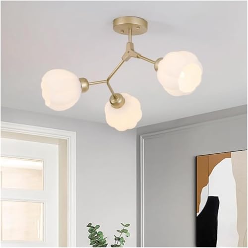 Lustre Spoutnik à bras oscillant réglable et plafonnier moderne en verre de lait