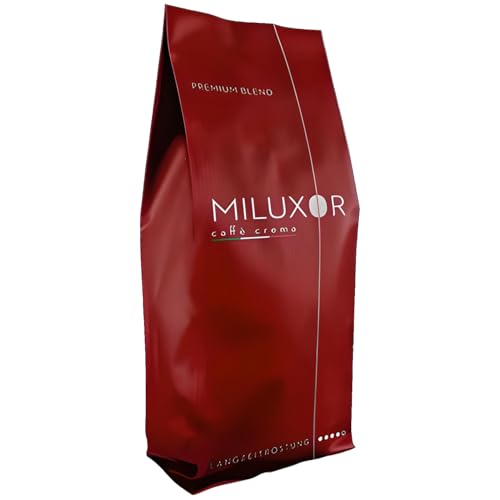 Miluxor Kaffee Crema, Kaffeebohnen, Ganze Bohnen, Langzeitröstung für Kaffeevollautomaten, Vollmundiger Bohnenkaffee, Röstkaffee, ungemahlen, Perfekt für Espresso & Crema (1 x 1000 g)
