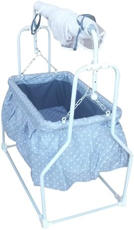 TOFO Metal New Born Baby Cradle Bassinet Swing With Hidden Wheel Design (Grey) (Grey)