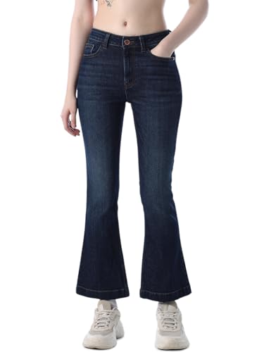 Image of ONLY Women's Solid Flared High Rise Black Jeans