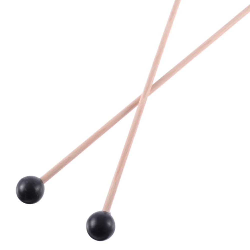 12 Pezzi Nel Gomma Morbida Testa Bastoni Manico Nel Legno Campana Bacchette per Glockenspiel Xilofono Campana Strumenti Musicali Parti Nero