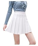[コウエイストア] プリーツスカート レディース インナーパンツ付き ひざ上 ミニ丈 ミディアム 大きいサイズ 制服スカート 無地 美脚 ホワイト (Aタイプ)?Lサイズ Y7084-wh-a-l