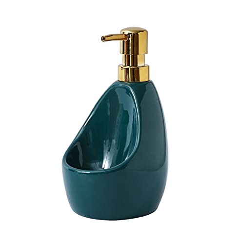 RHRYTCH Juego de dispensador de jabón de cerámica con una botella de líquido adecuado para baño y cocina, dispensador de emulsión de mesa con boquilla dorada, dispensador de jabón para el hogar