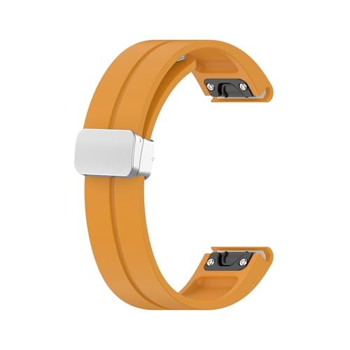 [PLYYQZM] 20 22 26mm �V���R���X�g���b�v .Gar min �ɍ��� Fenix 8 E 7 7X 6X Pro 5Plus Instinct2/Mk2i/Tactix7pro �N�C�b�N�����[�X���X�g�o���h�p�ɓK�p(Yellow(Silv