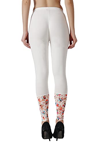 Image of Women's Soft & Stretchable Cotton Leggings Lace Ankle Length Color