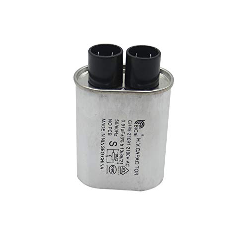 Meter Star CQC Universal Household Microwave HV Capacitor Replacement 2100V 0.91uF MFD Compatible ch85 21091 AC H.V.Capacitor 10/85/21 50/60Hz NO PCB