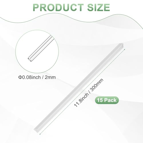 Image of M METERXITY 15-Pack Acrylic Round Rods, 11.8 x 0.08 Inch / 300 x 2 mm Clear Acrylic Dowel Rods Sticks Plastic Sticks Strip for DIY Crafts Lighting Gardening Decorations