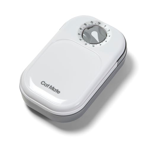 Cat Mate C100 Automatischer Einzelfutterautomat mit Timer-Steuerung – Geeignet für Katzen und Kleine Hunde, Für Nass- oder Trockenfutter, Fassungsvermögen Bis zu 400 g, Weiß