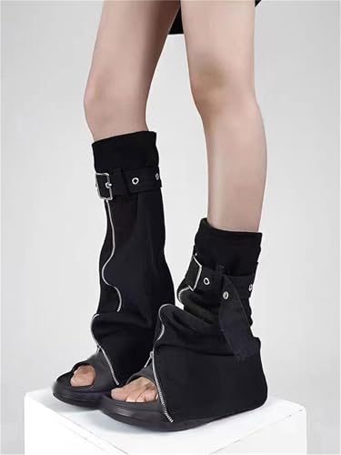 Image of Sup-Coente Gothic Flare Leg Warmers for Women Punk Goth Steampunk Y2k Emo Grunge