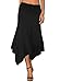 DJT Women's Flowy Handkerchief Hemline Midi Skirt Large Black