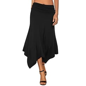 DJT Women’s Flowy Handkerchief Hemline Midi Skirt