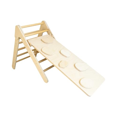 Arco Montessoriano Per Bambini Triangolo Di Arrampicata MEOWBABY Montessori – Struttura Pikler 60x61 Cm, Naturale, Per Sviluppo Motorio Bambini Struttura Pikler Meowbaby