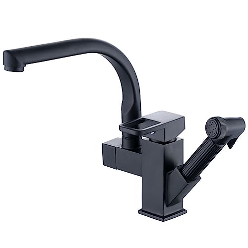 Robinet de cuisine noir à douchette extractible et double contrôle de température précis