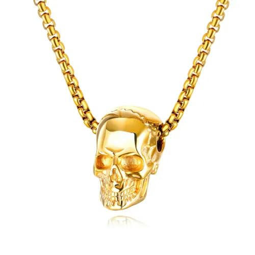 Collier Skull Argent 925 Punk - Ne Noircit Pas Anti Allergie Pendentif Crâne Durable