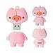 GARRULAX USB Flash Drives, 16GB/32GB/64GB/128GB Silicone USB2.0 High Speed Thumb Memory Stick Pen Date Storage Pendrive U Disk (Piggy, 128GB)
