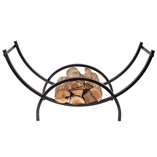 Phi Villa 40 Inch Heavy Duty Large Curved Indoor/Outdoor Firewood Racks Log Hoop, Oval Base For Kindling Wood Storage Wood Stove Accessories, Black #TOP7