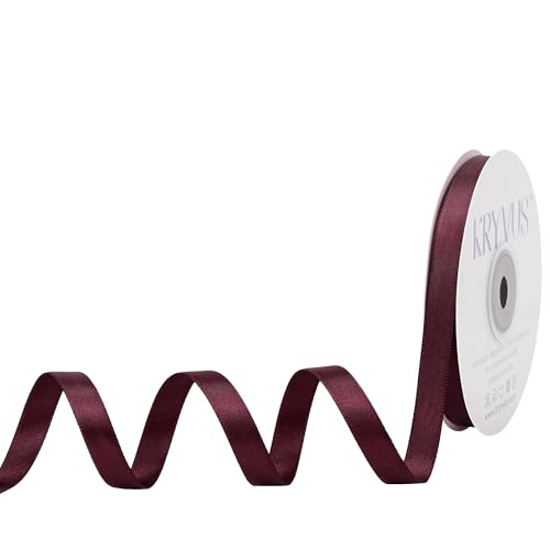 Kryvus Burgundy Satin Ribbon, Double Faced 3/8 Inch X 25 Yards Burgundy Ribbon, Premium Satin Ribbons for Gift Wrapping, Crafts, Hair Bow Making, Sewing, Flower Bouquet, Wedding Party Decor