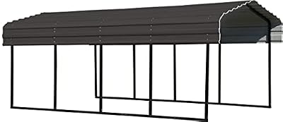 Arrow CPHC102007 Heavy Duty Galvanized Steel Metal Multi-Use Shelter, Shade, Carport, 10' x 20' x 7'