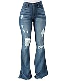 High Waist Bell Bottoms Jeans for Women 90s Ripped Vintage Flare Jeans Wide Leg Bootcut Denim Pants 2024 Trendy