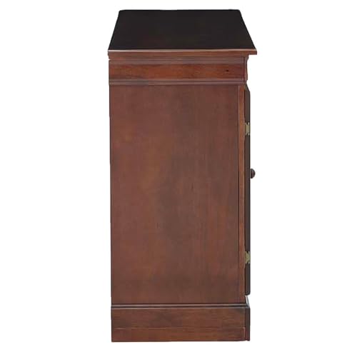 Image of Royaloak Texas American Wooden Side Board | Solid Wood Veneer | Beveled Top Design | Ample Storage | Telescopic Channels | Wooden Knobs | Classic Design | American Collection