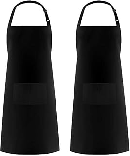 Syntus 2 Pack 100% Cotton Adjustable Bib 2 Pockets Cooking Kitchen Aprons