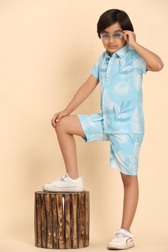 Image of Boys Printed Casual Shirt Short Sleeve Button Down Beach Shirt for Kids